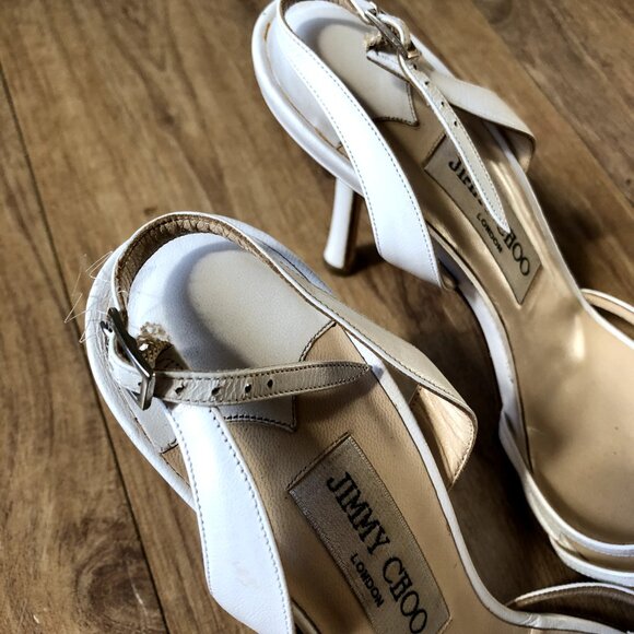 Jimmy Choo Sling Back Heels White/Cream - Picture 3 of 6